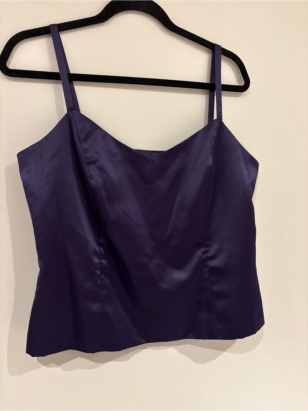 R&M Richards Fairy Satin-like Spaghetti Strap Cami Corset Style in Deep Purple